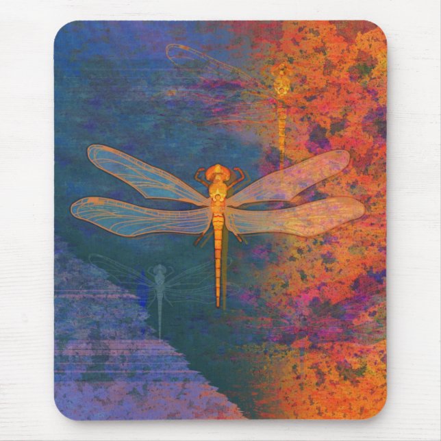 Flaming Dragonfly Mouse Mat (Front)