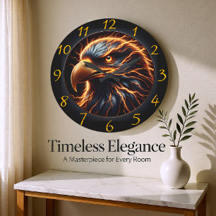 Flaming Eagle Soaring Large Clock