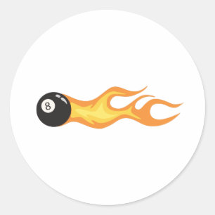 Flaming Eight Ball Classic Round Sticker