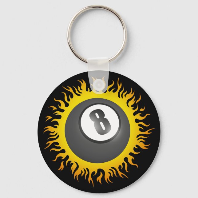 Flaming Eight Ball Key Ring (Front)