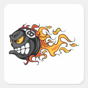 Flaming Eight Ball Square Sticker