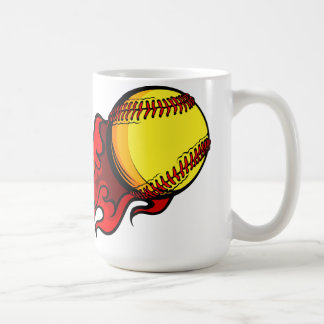 Flaming Fastpitch Softball Coffee Mug