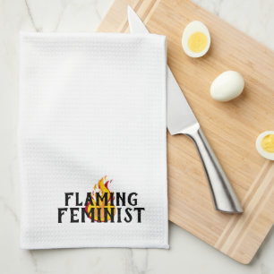 Flaming Feminist RBG Ginsburg Feminism Flames 20 Tea Towel