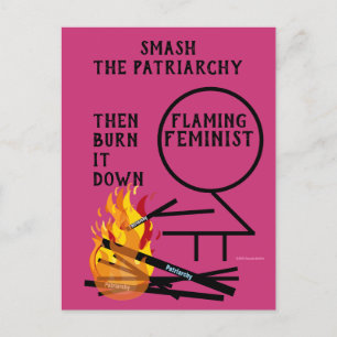 Flaming Feminist Smash the Patriarchy 9 Postcard