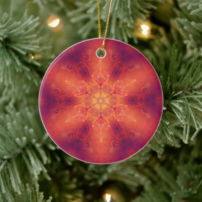 Flaming Fiery Phoenix Burning Snowflake Ceramic Tree Decoration (Tree)