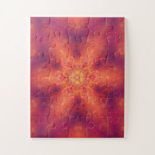 Flaming Fiery Phoenix Burning Snowflake Jigsaw Puzzle