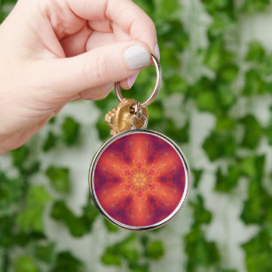Flaming Fiery Phoenix Burning Snowflake Key Ring