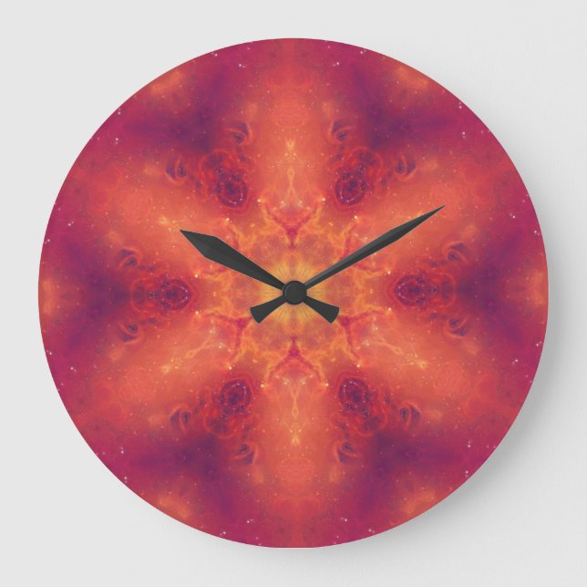 Flaming Fiery Phoenix Burning Snowflake Large Clock (Front)