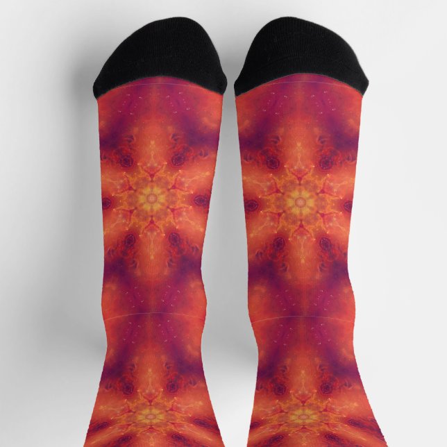 Flaming Fiery Phoenix Burning Snowflake Socks (Top)