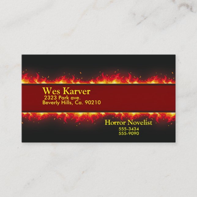 Flaming Fire Inferno Business Card (Front)