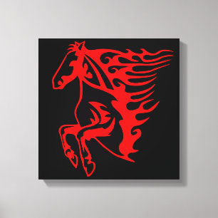 Flaming Fire Red Bronco Mustang Wild Horse Canvas Print
