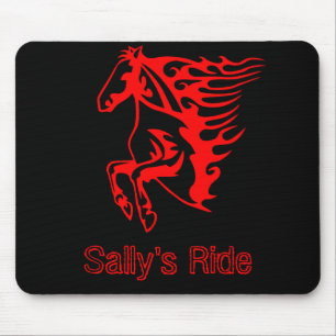 Flaming Fire Red Bronco Mustang Wild Horse Mouse Mat