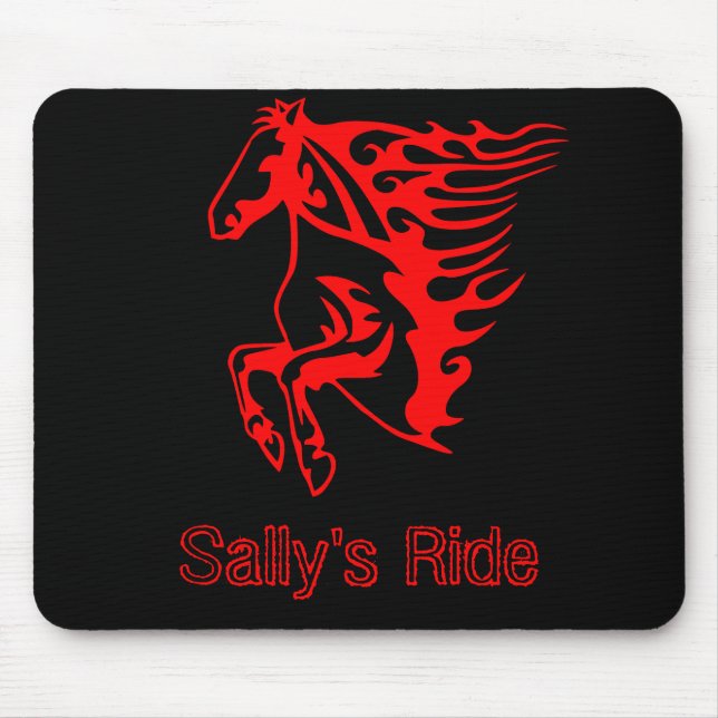 Flaming Fire Red Bronco Mustang Wild Horse Mouse Mat (Front)