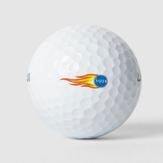 Flaming Fireball custom designed & personalised Golf Balls (Front)