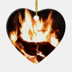Flaming Fireplace Design Ceramic Tree Decoration
