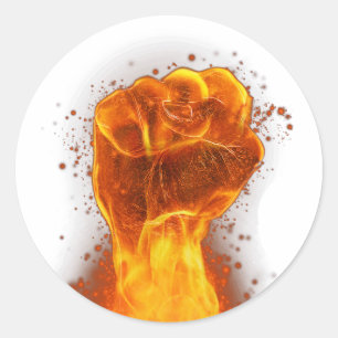 Flaming Fist Classic Round Sticker
