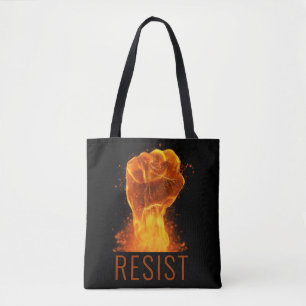 Flaming Fist Resist Customisable Tote Bag