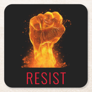 Flaming Fist Resist Customizable Coaster