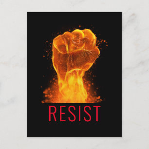Flaming Fist Resist Customizable Postcard