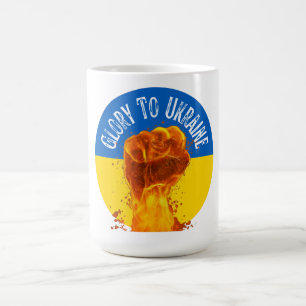 Flaming Fist Ukraine Flag Resistance  Coffee Mug