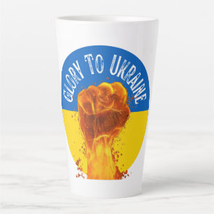 Flaming Fist Ukraine Flag Resistance  Latte Mug