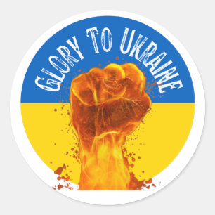 Flaming Fist Ukraine Flag Resistance Support   Classic Round Sticker