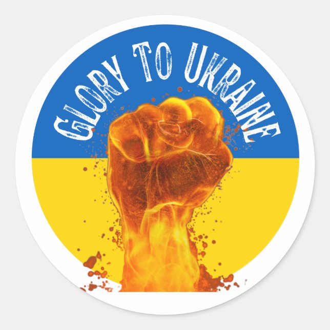 Flaming Fist Ukraine Flag Resistance Support   Classic Round Sticker (Front)