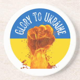 Flaming Fist Ukraine Flag Resistance Support  Coaster