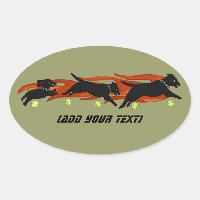 Flaming Flyball Dogs Oval Sticker (Front)