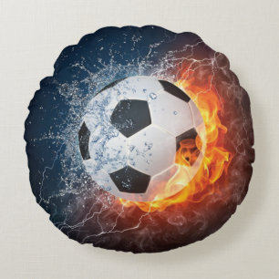Flaming Football/Soccer Ball Throw Pillow