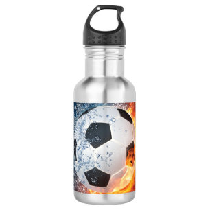 Flaming Football/Soccer Ball Throw Pillow 532 Ml Water Bottle