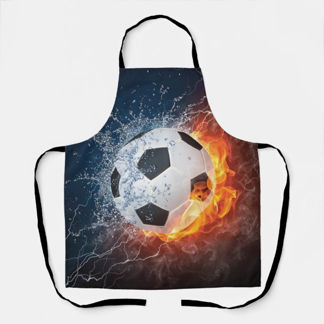 Flaming Football/Soccer Ball Throw Pillow Apron (Front)