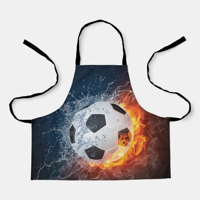 Flaming Football/Soccer Ball Throw Pillow Apron (Front)