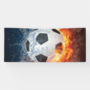 Flaming Football/Soccer Ball Throw Pillow Banner