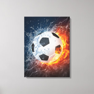 Flaming Football/Soccer Ball Throw Pillow Canvas Print