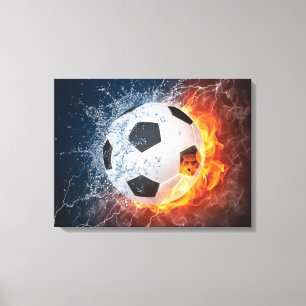 Flaming Football/Soccer Ball Throw Pillow Canvas Print