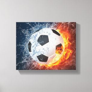 Flaming Football/Soccer Ball Throw Pillow Canvas Print