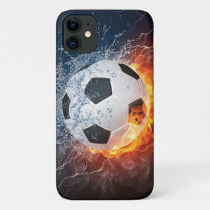 Flaming Football/Soccer Ball Throw Pillow iPhone 11 Case