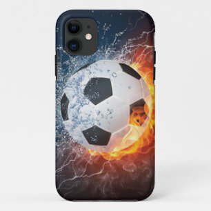 Flaming Football/Soccer Ball Throw Pillow iPhone 11 Case