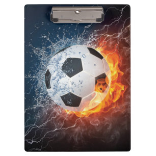 Flaming Football/Soccer Ball Throw Pillow Clipboard