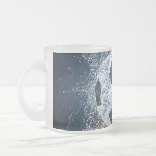 Flaming Football/Soccer Ball Throw Pillow Frosted Glass Coffee Mug