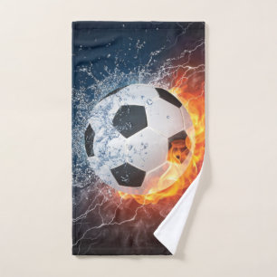 Flaming Football/Soccer Ball Throw Pillow Hand Towel