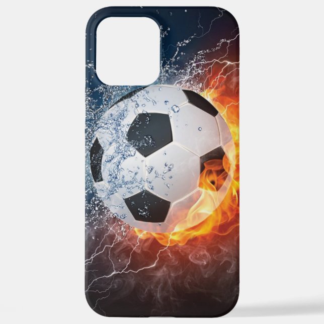 Flaming Football/Soccer Ball Throw Pillow iPhone Case (Back)