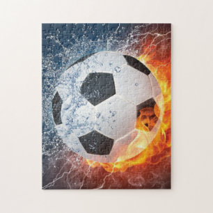 Flaming Football/Soccer Ball Throw Pillow Jigsaw Puzzle