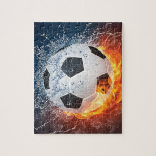 Flaming Football/Soccer Ball Throw Pillow Jigsaw Puzzle