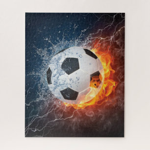 Flaming Football/Soccer Ball Throw Pillow Jigsaw Puzzle