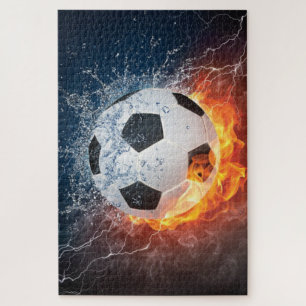 Flaming Football/Soccer Ball Throw Pillow Jigsaw Puzzle