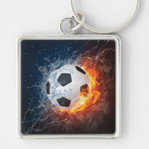 Flaming Football/Soccer Ball Throw Pillow Key Ring