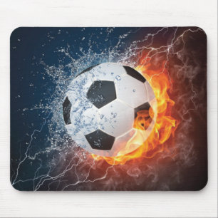 Flaming Football/Soccer Ball Throw Pillow Mouse Mat