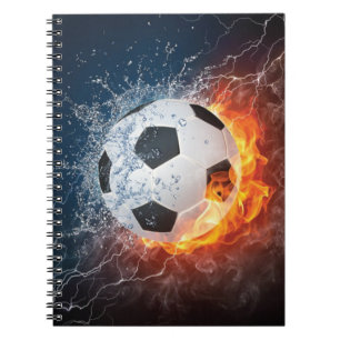 Flaming Football/Soccer Ball Throw Pillow Notebook